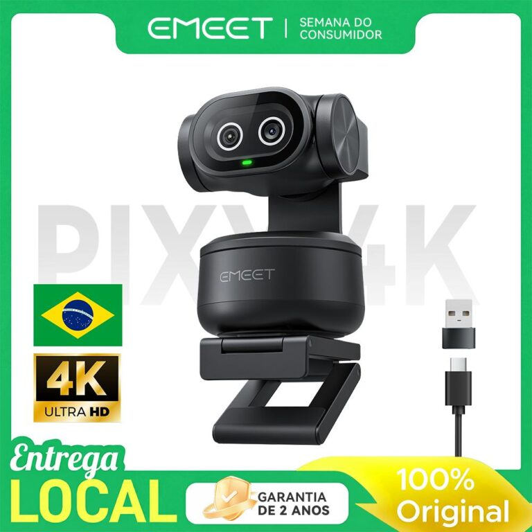 Webcam EMEET Pixy 4K com câmera dupla e rastreamento por IA